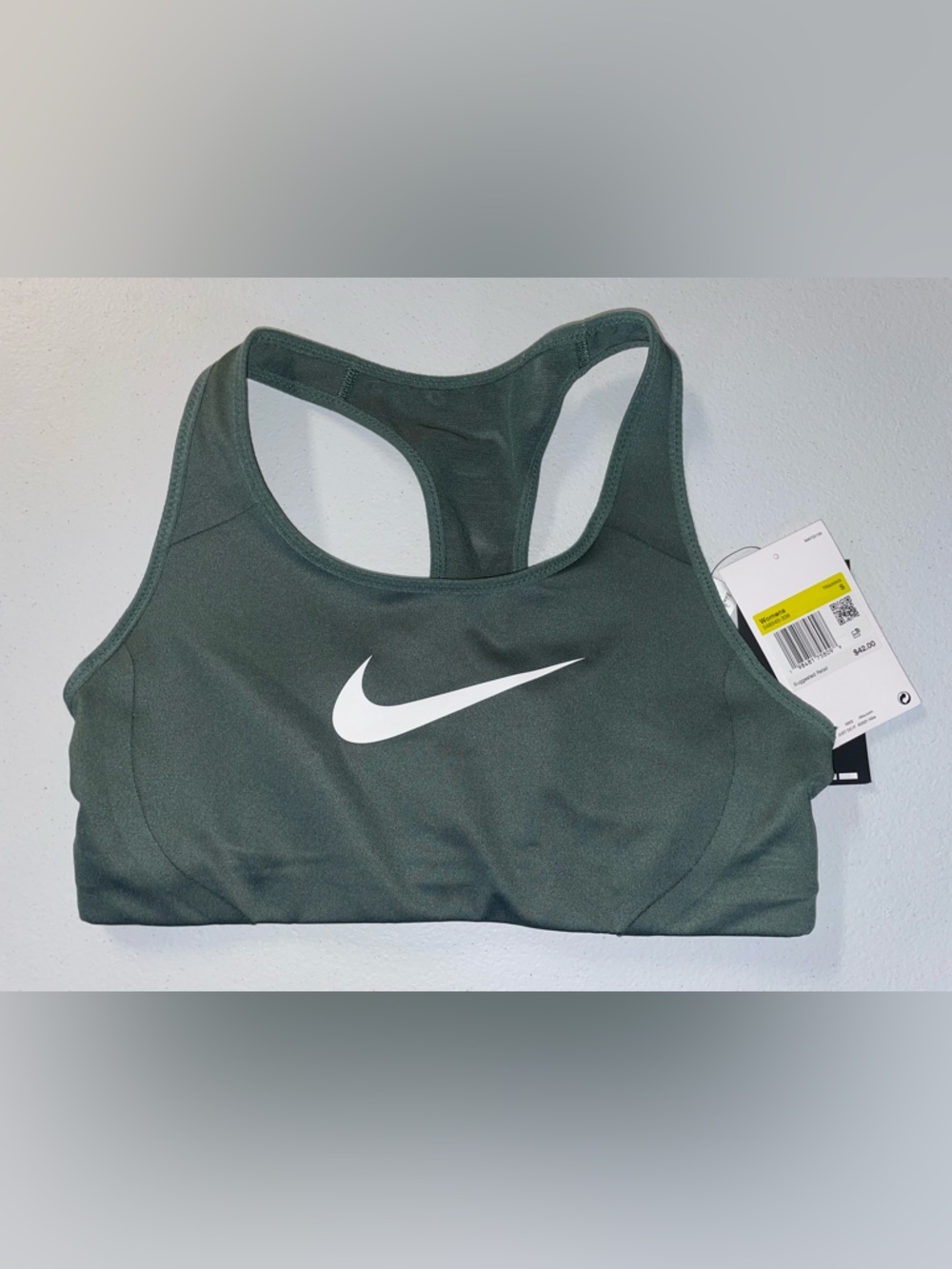 Nike Green Racerback Sports Bra with White Swoosh
